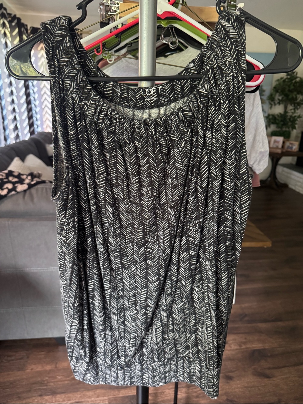 LOFT Black & White Patterned Sleeveless Tank